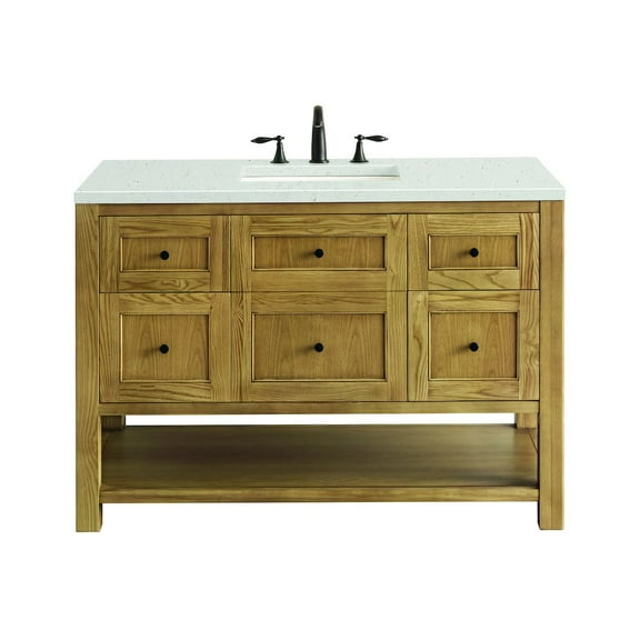 James Martin Vanities 48" Single Vanity, Light Natural Oak w/ 3 CM Lime Delight Top