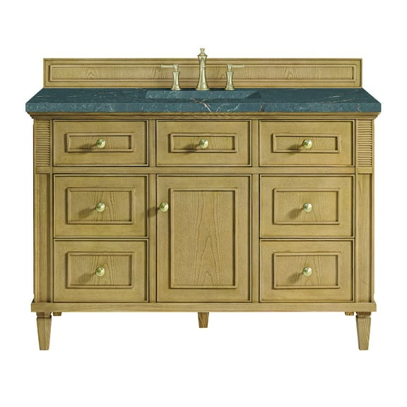 James Martin Vanities 48" Single Vanity, Light Natural Oak w/ 3 CM Parisien Bleu Quartz Top
