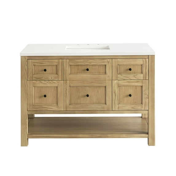 James Martin Vanities 48" Single Vanity, Light Natural Oak w/ 3 CM White Zeus Top