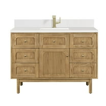 James Martin Vanities 48" Single Vanity, Light Natural Oak w/ Single Hole 3 CM White Zeus Top