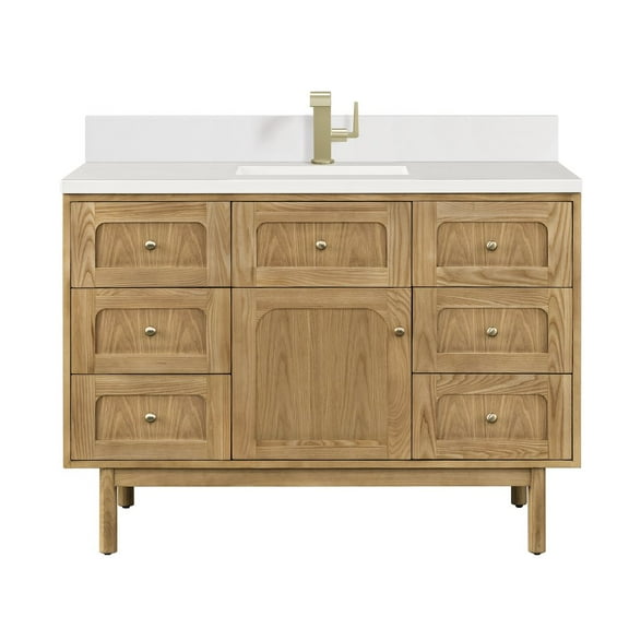 James Martin Vanities 48" Single Vanity, Light Natural Oak w/ Single Hole 3 CM White Zeus Top