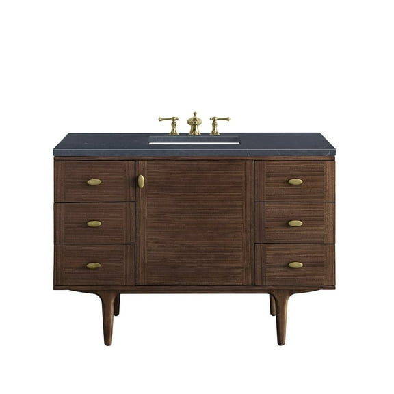 James Martin Vanities 48" Single Vanity, Mid-Century Walnut w/ 3 CM Charcoal Soapstone Top