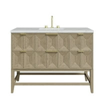 James Martin Vanities 48" Single Vanity, Pebble Oak w/ 3 CM Ethereal Noctis Quartz Top