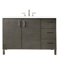 James Martin Vanities 48" Single Vanity, Silver Oak w/ 3 CM White Zeus Quartz Top