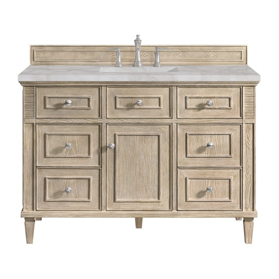 James Martin Vanities 48" Single Vanity, Whitewashed Oak w/ 3 CM Ethereal Noctis Quartz Top