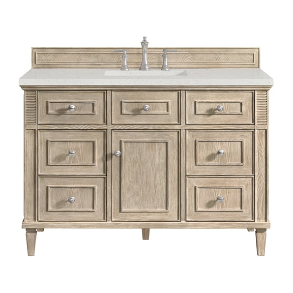 James Martin Vanities 48" Single Vanity, Whitewashed Oak w/ 3 CM Ethereal Noctis Quartz Top