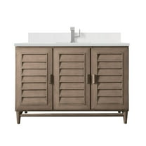 James Martin Vanities 48" Single Vanity Whitewashed Walnut w/ Single Hole 3 CM White Zeus Quartz Top