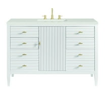 James Martin Vanities 48" Vanity, Bright White w/ 3 CM Lime Delight Quartz Top