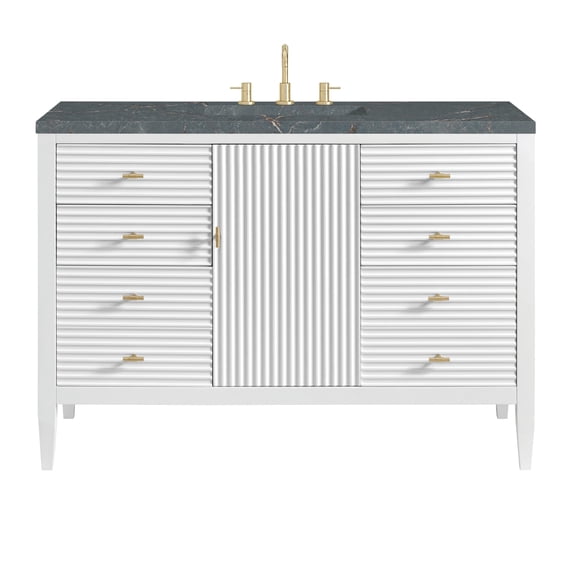 James Martin Vanities 485-V48-3Pbl Myrrin 48" Single Basin Wood Vanity Set - White