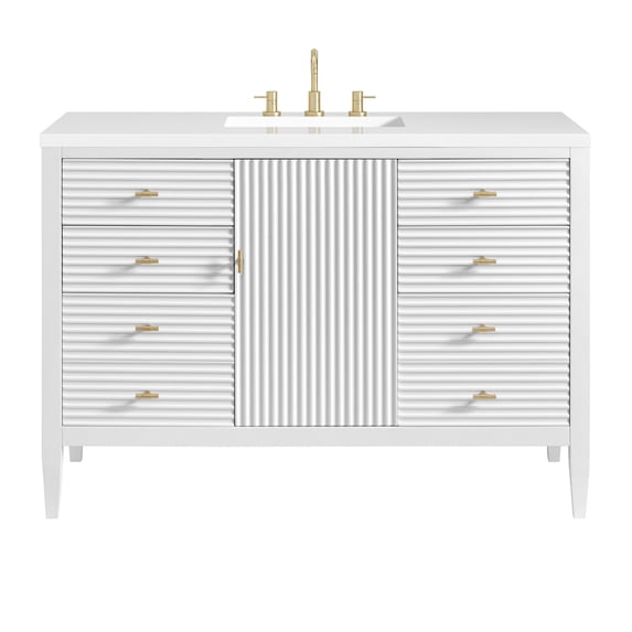 James Martin Vanities 485-V48-BW-3WZ Myrrin 48" Single Basin Wood Vanity Set - White