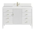 thumbnail image 1 of James Martin Vanities 48" Vanity, Bright White w/ Single Hole 3 CM White Zeus Quartz Top & Backsplash, 1 of 4