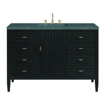 James Martin Vanities 48" Vanity, Carbon Oak w/ 3 CM Parisien Bleu Quartz Top