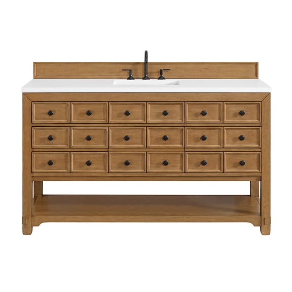 James Martin Vanities 505-V60S-AMB-3WZ Malibu 60" Free Standing Single Basin Vanity Set -
