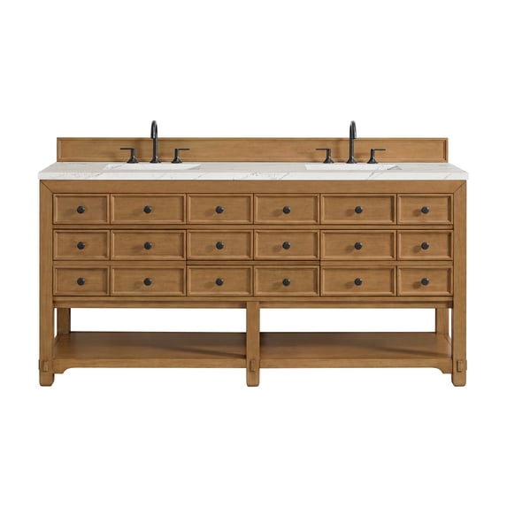 James Martin Vanities 505-V72-AMB-3ENC Malibu 72" Free Standing Double Basin Vanity Set -