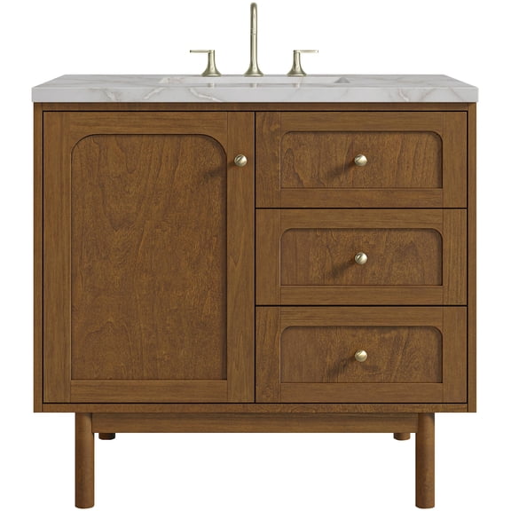 James Martin Vanities 545-V36-HNO-3VSL Laurent 36" Single Basin Poplar Wood Vanity Set -
