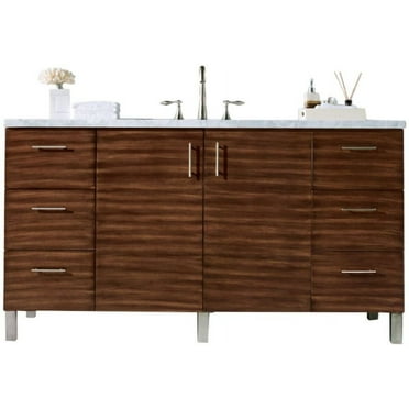 James Martin Vanities 60" American Walnut Single Vanity w/ 3 CM Arctic Fall Solid Surface Top