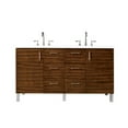 thumbnail image 1 of James Martin Vanities 60" Double Vanity, American Walnut w/ 3 CM White Zeus Quartz Top, 1 of 7