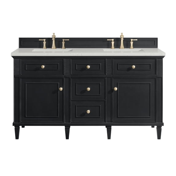 James Martin Vanities 424-V60D-BKO-3LDL Lorelai 60" Double Basin Wood Vanity Set - Black