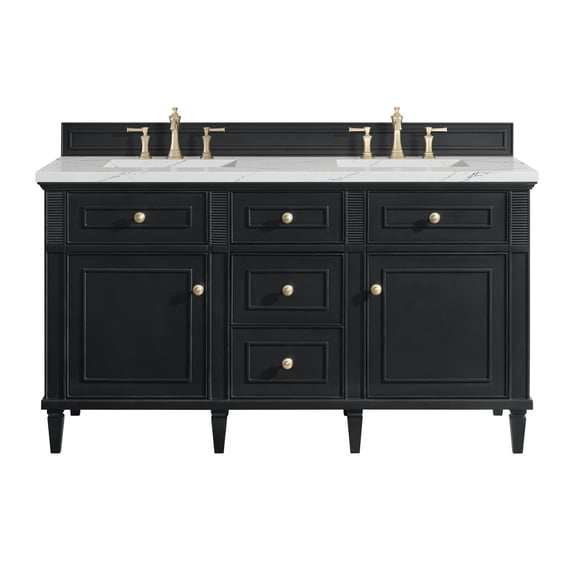 James Martin Vanities 424-V60D-BKO-3ENC Lorelai 60" Double Basin Wood Vanity Set - Black