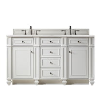 James Martin Vanities 60" Double Vanity, Bright White, w/ 3 CM Eternal Jasmine Pearl Quartz Top