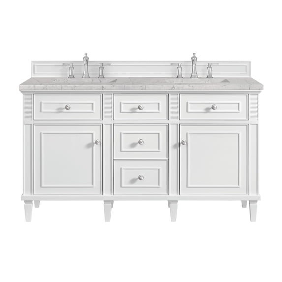 James Martin Vanities 424-V60D-BW-3EJP Lorelai 60" Double Basin Wood Vanity Set - White