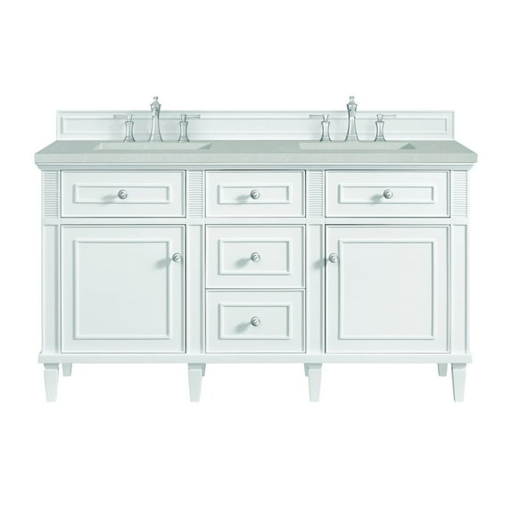 James Martin Vanities 60" Double Vanity, Bright White w/ 3 CM Eternal Serena Quartz Top