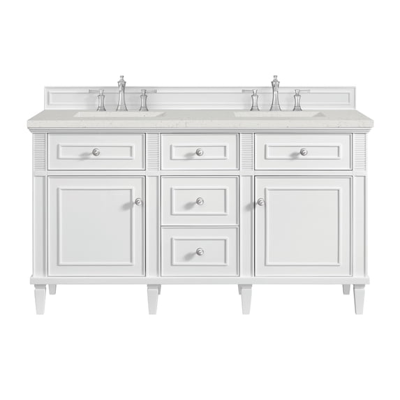 James Martin Vanities 424-V60D-BW-3LDL Lorelai 60" Double Basin Wood Vanity Set - White