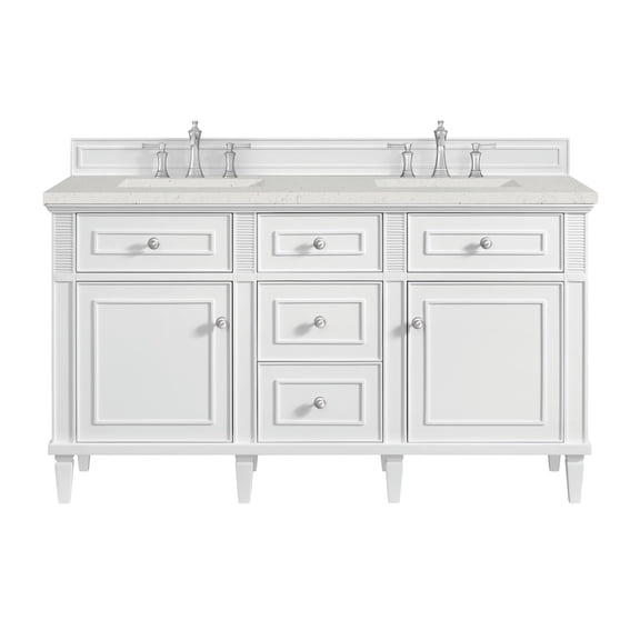 James Martin Vanities 424-V60d-3Ldl Lorelai 60" Double Basin Wood Vanity Set - White