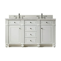 James Martin Vanities 60" Double Vanity, Bright White w/ 3 CM Victorian Silver Quartz Top
