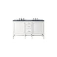 thumbnail image 1 of James Martin Vanities 60" Double Vanity Cabinet, Glossy White, w/ 3 CM Charcoal Soapstone Quartz Top, 1 of 6