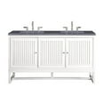 thumbnail image 1 of James Martin Vanities 60" Double Vanity Cabinet, Glossy White, w/ 3 CM Charcoal Soapstone Quartz Top, 1 of 7