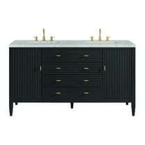 James Martin Vanities 60" Double Vanity, Carbon Oak w/ 3 CM Eternal Jasmine Pearl Quartz Top