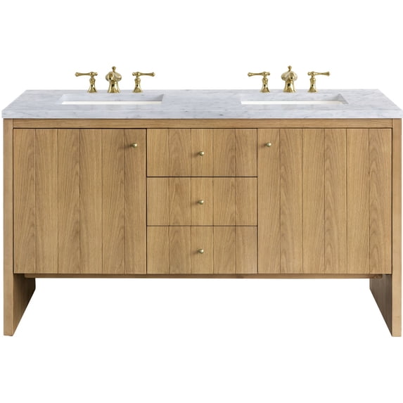 James Martin Vanities 435-V60d-3Car Hudson 60" Free Standing Double Basin Poplar Wood