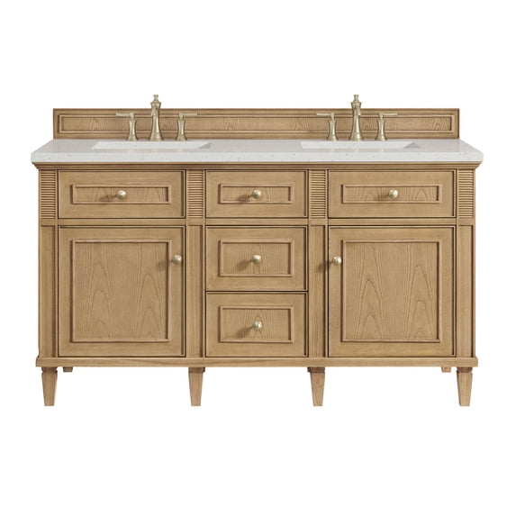 James Martin Vanities 424-V60D-LNO-3LDL Lorelai 60" Double Basin Wood Vanity Set - Light