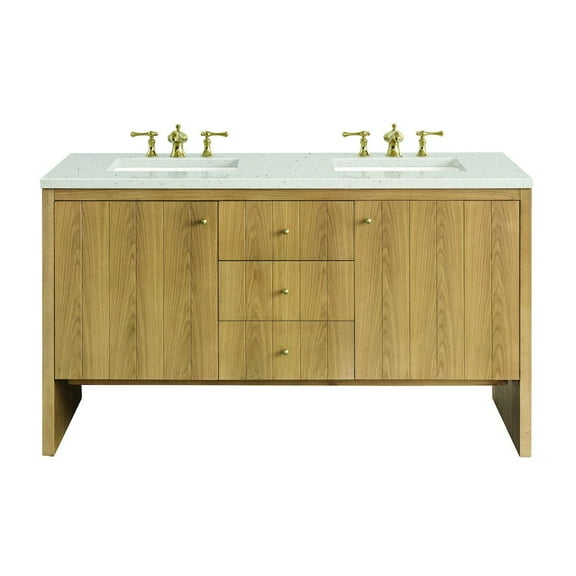 James Martin Vanities 60" Double Vanity, Light Natural Oak w/ 3 CM Lime Delight Top