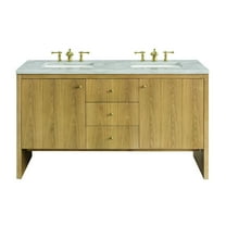 James Martin Vanities 60" Double Vanity, Light Natural Oak w/ 3 CM Victorian Silver Top