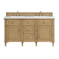thumbnail image 1 of James Martin Vanities 60" Double Vanity, Light Natural Oak w/ 3 CM White Zeus Quartz Top, 1 of 7