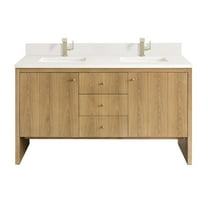 James Martin Vanities 60" Double Vanity, Light Natural Oak w/ Single Hole 3 CM White Zeus Top