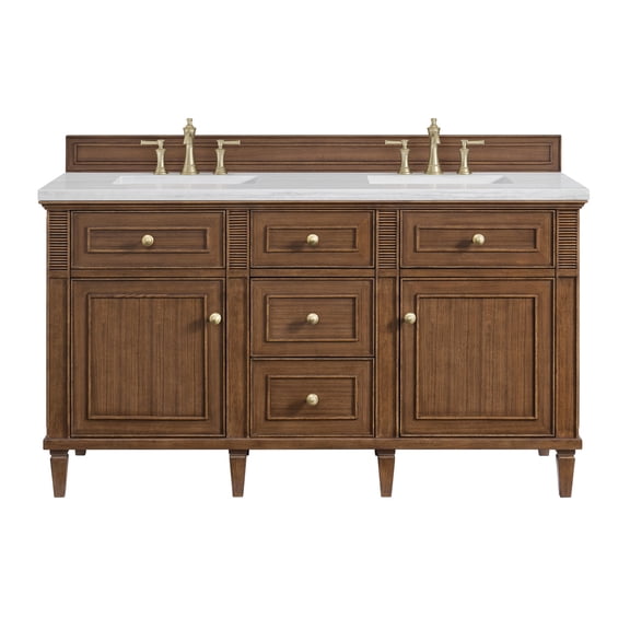James Martin Vanities 424-V60d-3Af Lorelai 60" Double Basin Wood Vanity Set - Mid-Century