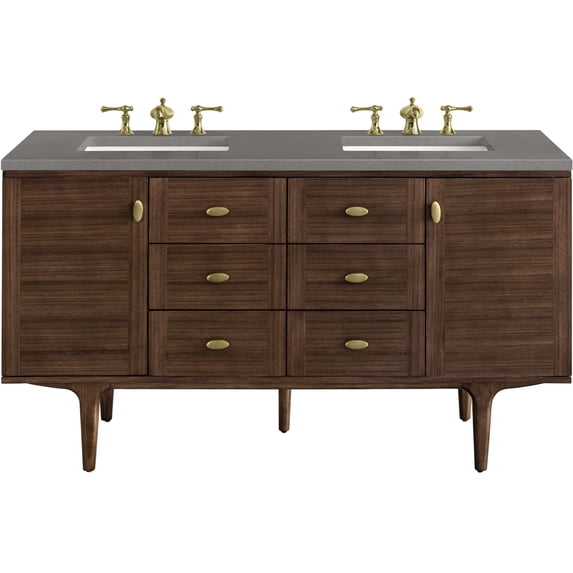 James Martin Vanities 670-V60d-3Gex Amberly 60" Free Standing Or Wall Mounted Double Basin