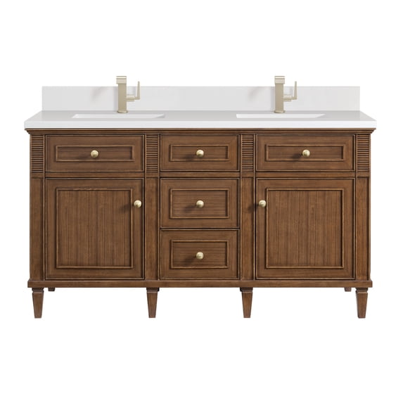 James Martin Vanities 424-V60D-WLT-1WZ Lorelai 60" Double Basin Wood Vanity Set -