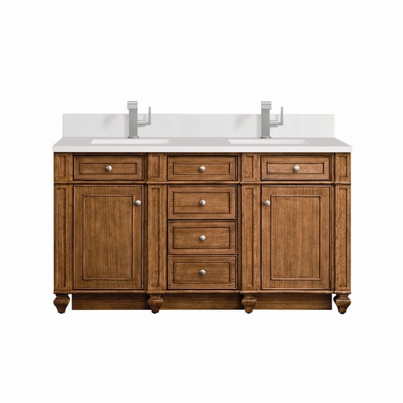 James Martin Vanities 157-V60d-1Wz Bristol 60" Double Basin Walnut Wood Vanity Set - Brown