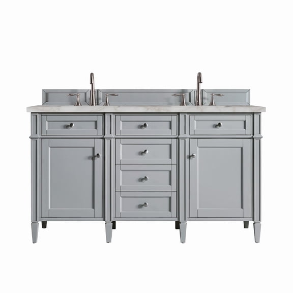 James Martin Vanities 650-V60D-UGR-3VSL Brittany 60" Double Basin Poplar Wood Vanity Set -