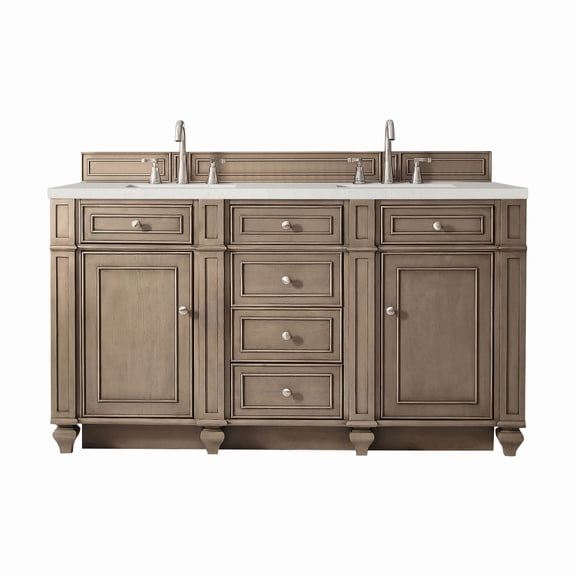 James Martin Vanities 157-V60D-WW-3LDL Bristol 60" Double Basin Walnut Wood Vanity Set -