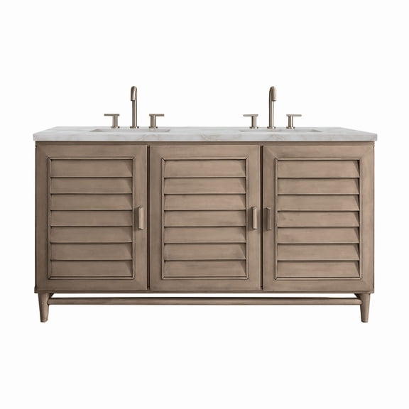 James Martin Vanities 620-V60D-WW-3VSL Portland 60" Double Basin Wood Vanity Set - Wood