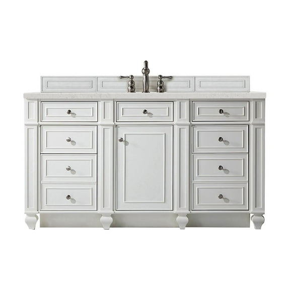James Martin Vanities 60" Single Vanity, Bright White w/ 3 CM Lime Delight Quartz Top
