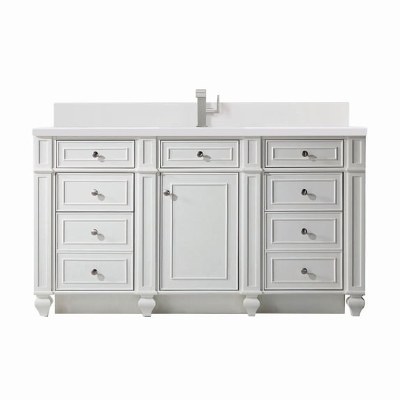 James Martin Vanities 157-V60s-1Wz Bristol 60" Single Basin Walnut Wood Vanity Set - White
