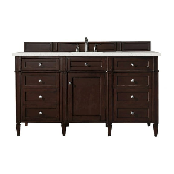 James Martin Vanities 60" Single Vanity, Burnished Mahogany w/ 3 CM Lime Delight Quartz Top