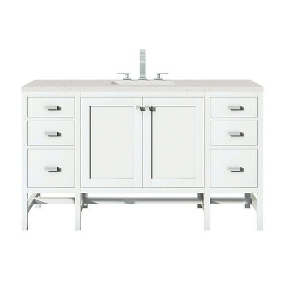 James Martin Vanities 60" Single Vanity, Glossy White w/ 3 CM Lime Delight Quartz Top