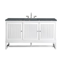 James Martin Vanities 60" Single Vanity, Glossy White w/ 3 CM Parisien Bleu Quartz Top